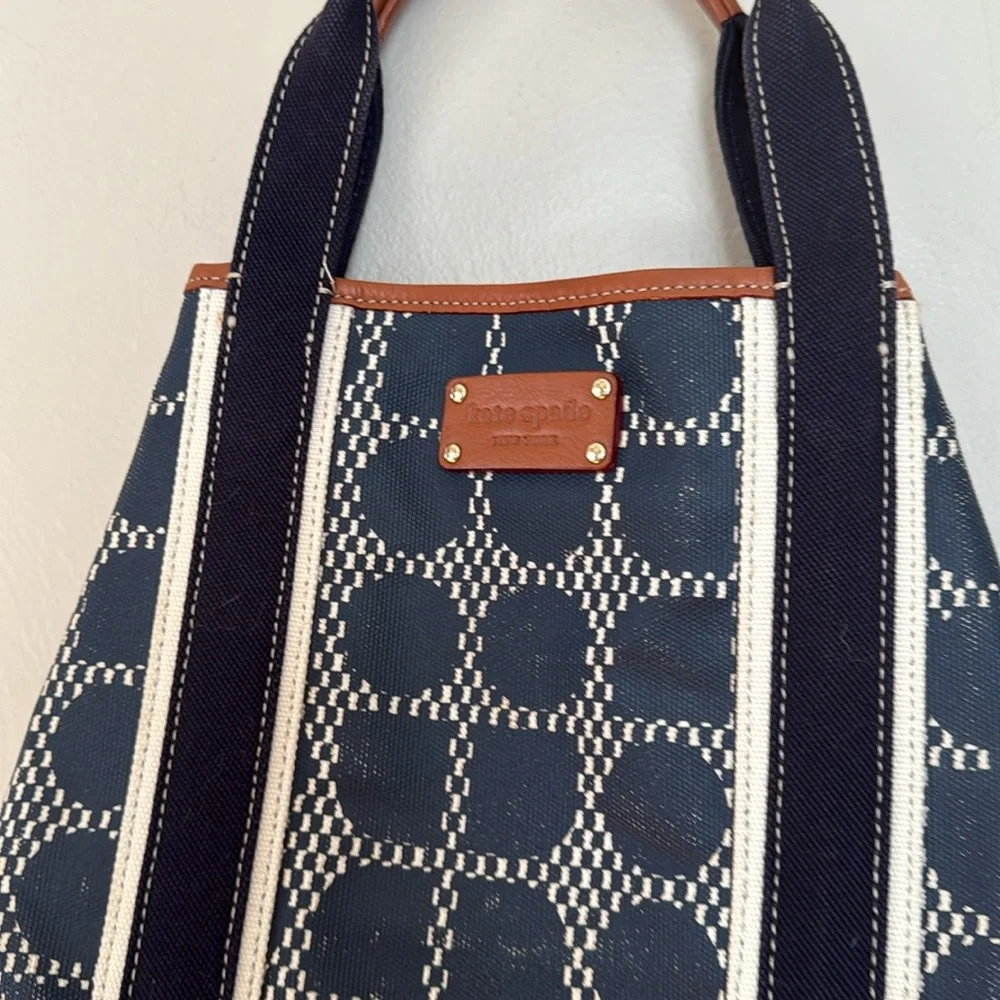 Kate Spade canvas Navy and Brown geometric print Women's Bag - Picture 2 of 10